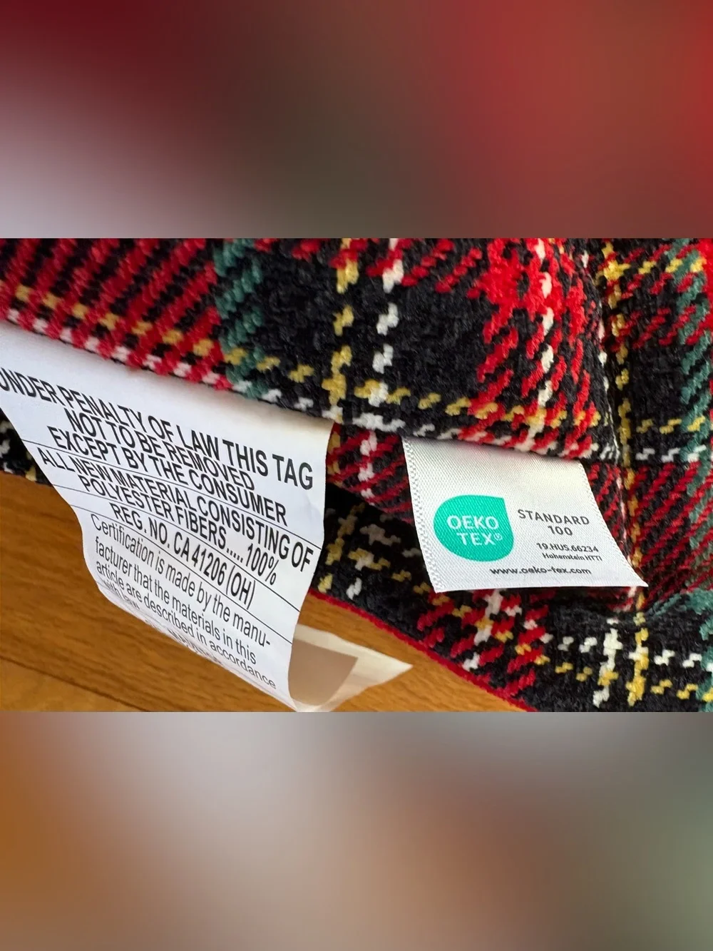 Brentwood Originals Christmas Holiday Plaid Throw Pillow Red Tartan 16”x16”